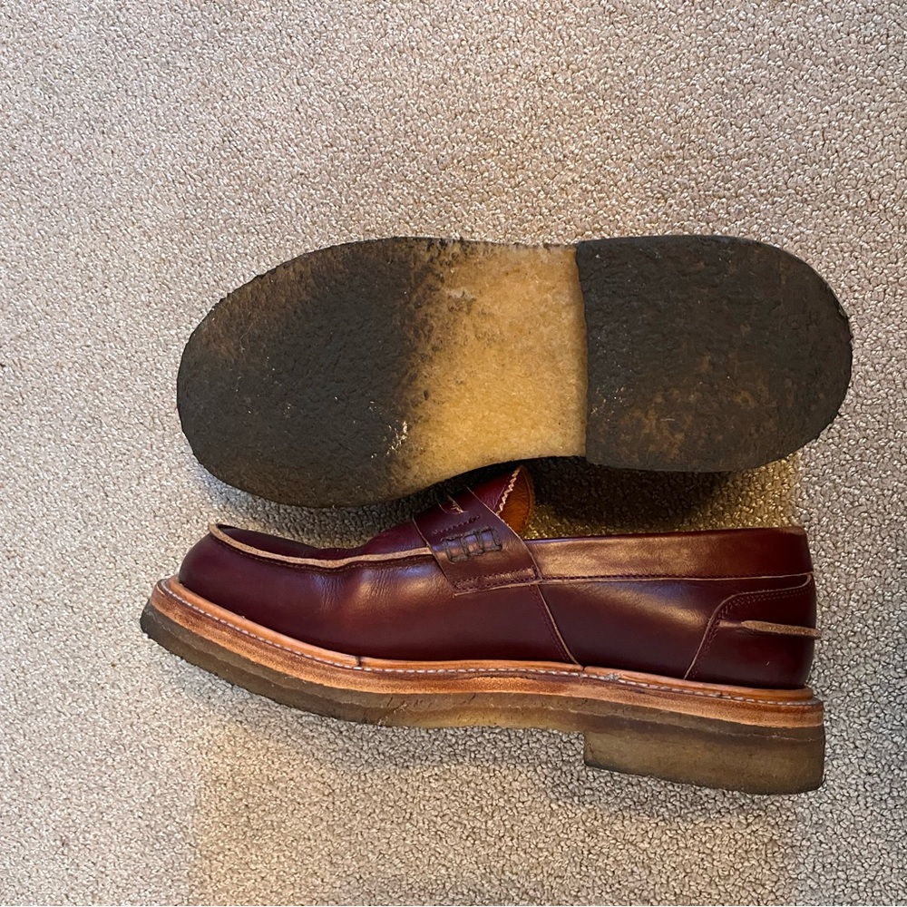 Unbranded Men's Burgundy Leather Penny Loafers - Picture 4 of 4